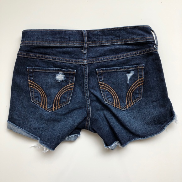 Hollister Low Rise Midi Denim Jeans Distressed Shorts size 1 waist 25 1/25 - Picture 2 of 7